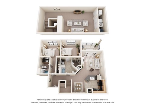 Floor plan for 2 beds, 2 baths, 1466 sqft
